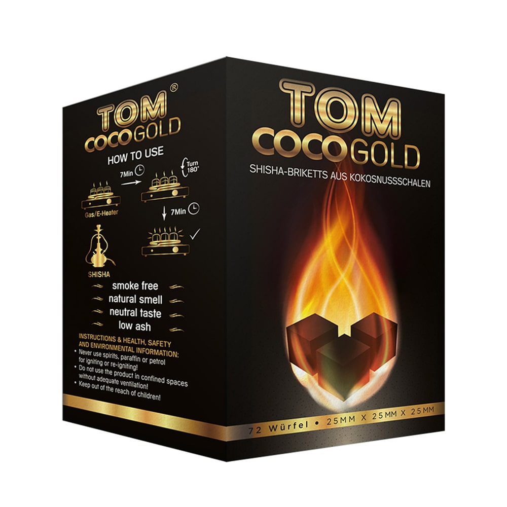 Carbuni-cocos.jpg Cărbuni narghilea - Tom Coco Gold - imagine 1